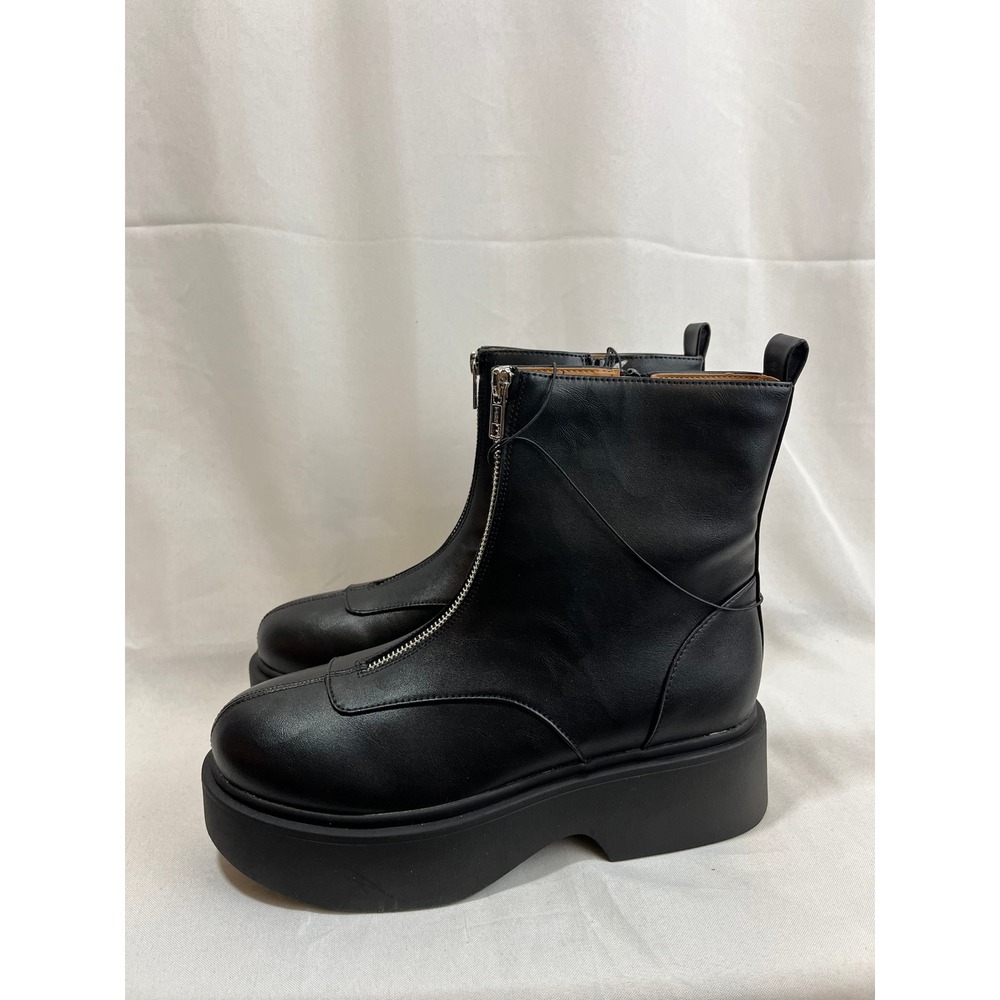 Wild Fable Black Front Zip Platform Ankle Boots Womens Size 8 Chunky Goth Street